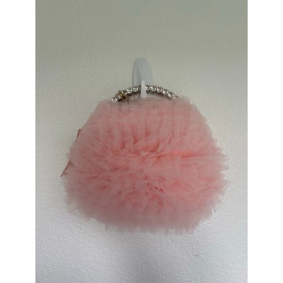 Jewel by Badgley Mischka Pink Tulle Layered Ruffle Pouch Clutch - OS - Picture 2 of 6